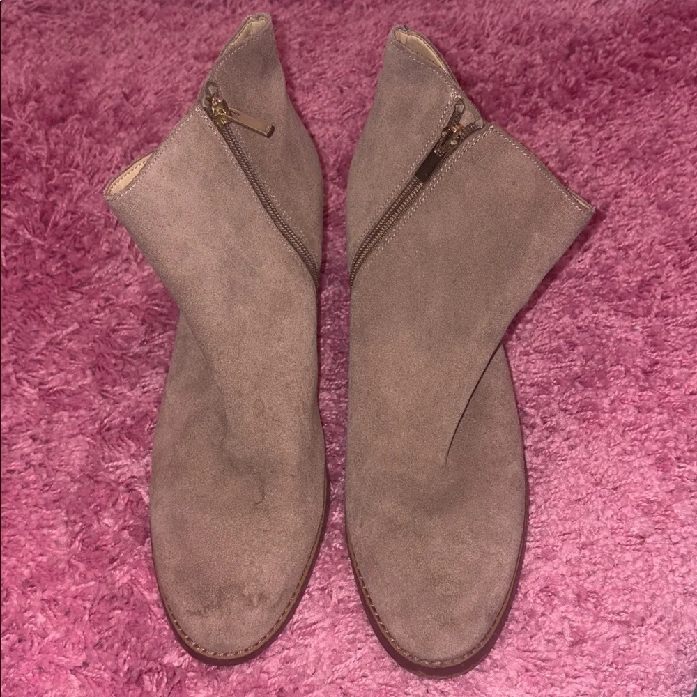 Lands End Suede Booties Taupe Brown Size 11